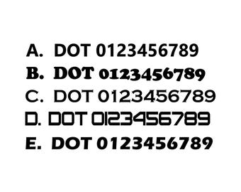 DOT VIN MC Number/s sets for Trucks/Semi Trailers. Decals/Stickers Custom to Order