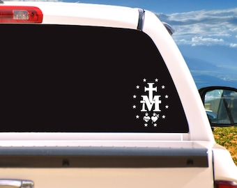Miraculous Medal Car Truck Laptop Window Decal/Sticker, choose a size, many colors