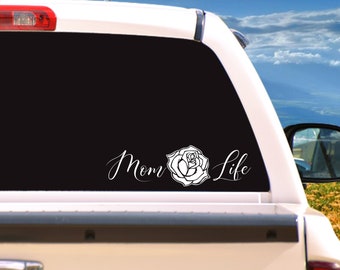 Mothers Day, MOM LIFE with Rose, Vehicle Window Decal/Sticker, Car Truck Laptop