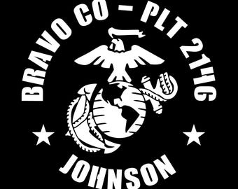 USMC, Marine Corps Boot Camp Info Decal/Sticker, die cut, for Marine Mom or Dad or Brother/Sister