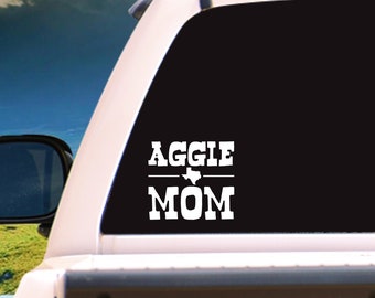 Texas A&M Aggies Aggie Mom, Dad, Sis, Bro, Aunt, G'pa, G'ma, Nana Car Truck Laptop Window Decal/Sticker, choose a size