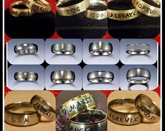 Name Rings Custom Hand Embossed Personalized Engraved 316 Etsy