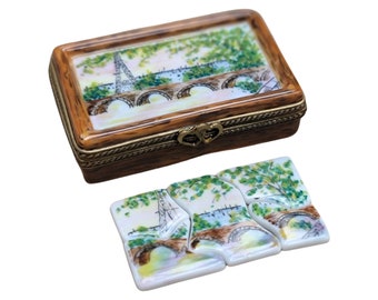 Paris Puzzle Limoges Box Porcelain Figurine