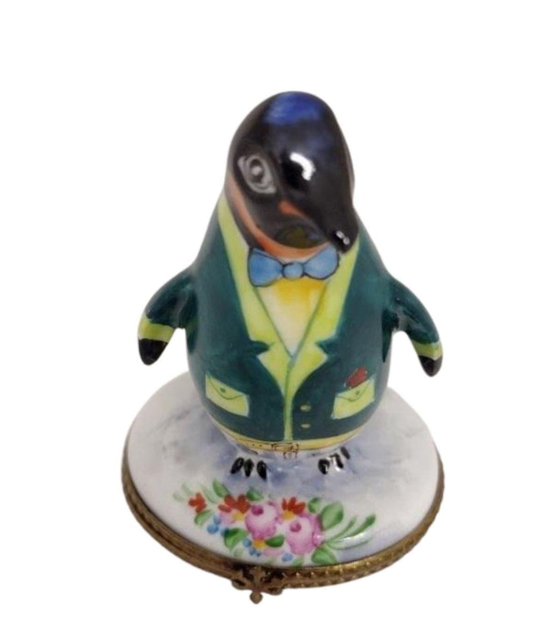 Penguin W Flowers & Tuxedo Limoges Box Porcelain Figurine Etsy