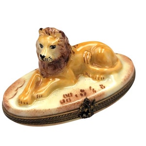 Jungle Lion Limoges Box Porcelain Figurine