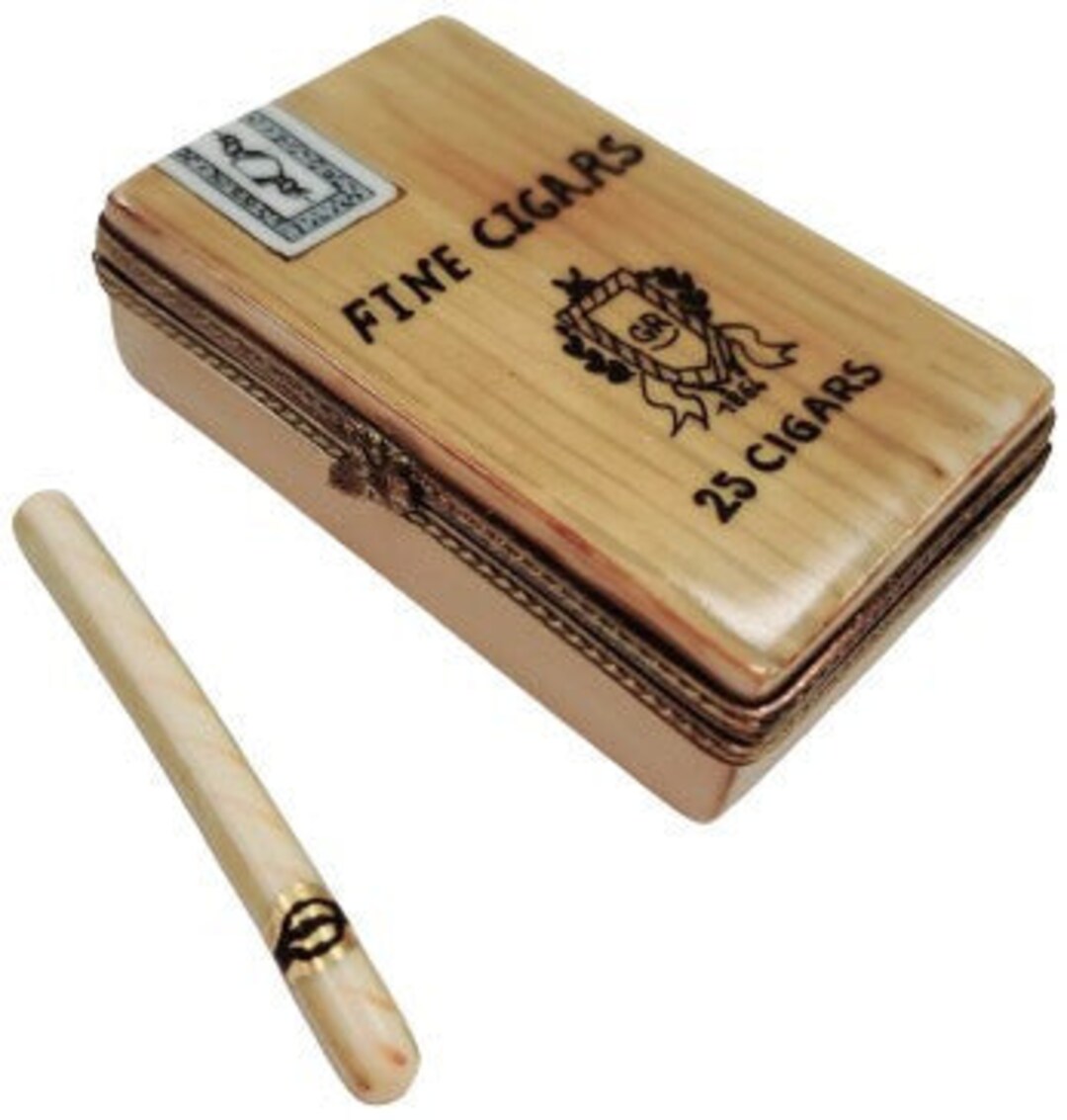 Cigar W Removable Cigars Limoges Box Porcelain Figurine Etsy