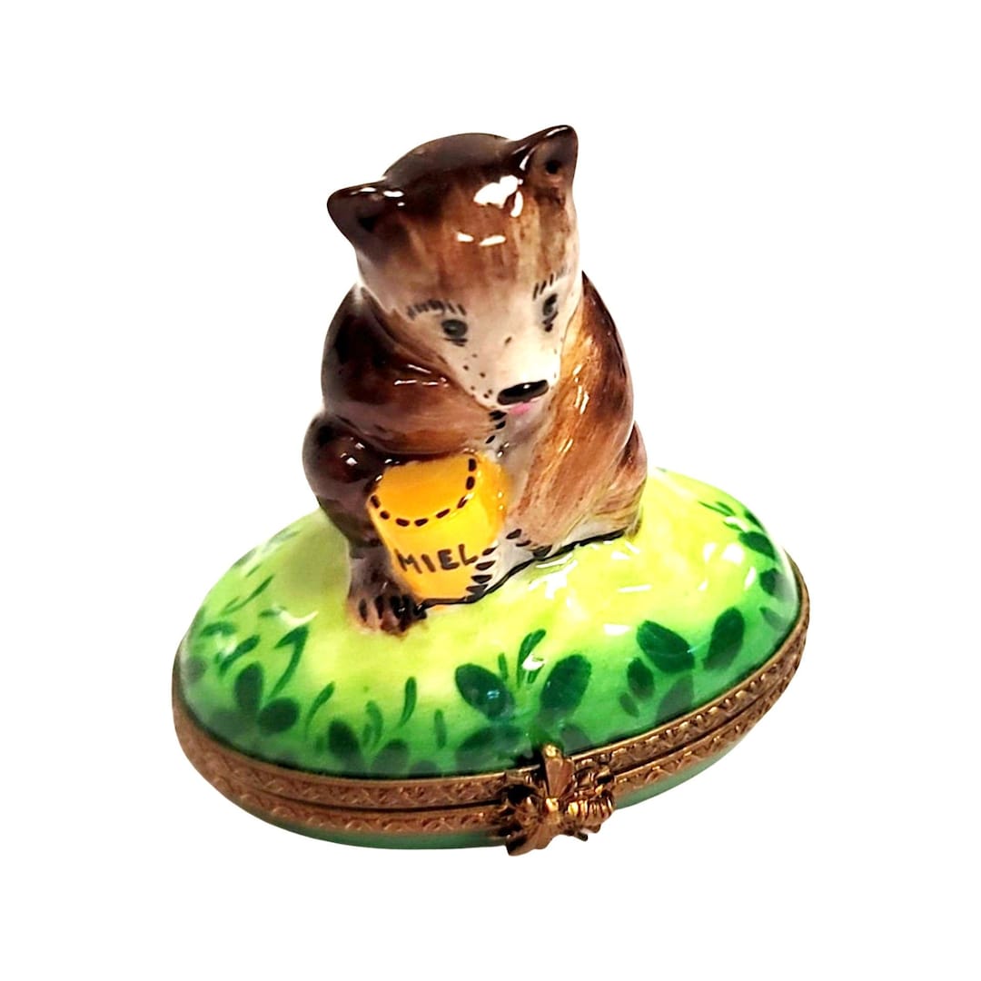 リモージュボックス　蜂蜜瓶とテディベア　フランス製ミニチュア ハニーポット ブラウンベアウィズハニー - Etsy 日本