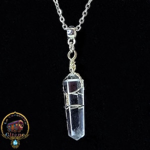 chain and clear quartz crystal point pendant