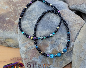 2 Black Pearl and Apatite Bracelets