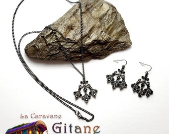 Ensemble Collier et Boucles d'oreilles Bohémien style Flamenco