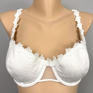 Vintage Oscar De La Renta Intimates 515012 Cotton Underwire Bra 36C White Bridal