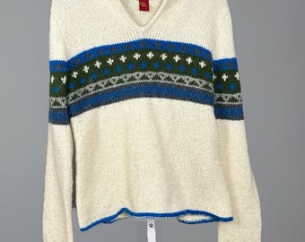 Felpa con cappuccio Vintage Y2K Tilt Juniors XL Fair Isle Grunge Made In Hong Kong