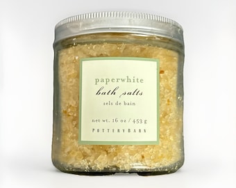 Sales de baño Paperwhite de Pottery Barn, 473 ml (16 oz), raras, descontinuadas, vintage, selladas, nuevas.