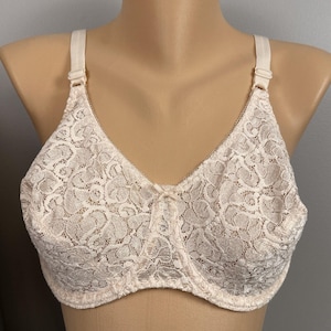 Vintage Smart Choices Playtex Bra 38D Sheer Lace Unlined Peach Pink 3286