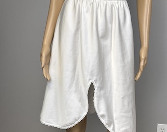 Vintage Sears Half Slip Satin White Size Large Walking Slit Slippery Shiny USA