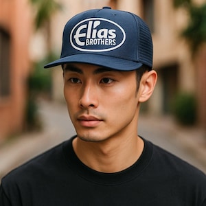 Vintage Calhead Elias Brothers Big Boy Mesh Trucker Snap Back Cap Hat Blue Adult