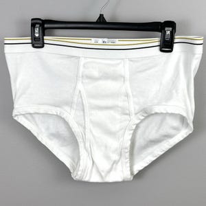 Vintage Stafford Men&#39;s White Briefs Classic Full Rise Size XL 100% Cotton Gold