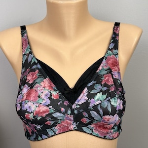 Vintage Bali Bra Size 34C Wire Free Floral Polyester Unlined Cup 92099 Canada