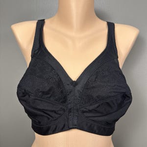 Sujetador vintage Sears 54215 inalámbrico, sin forro, de cobertura total, talla 40C, negro, puntiagudo.