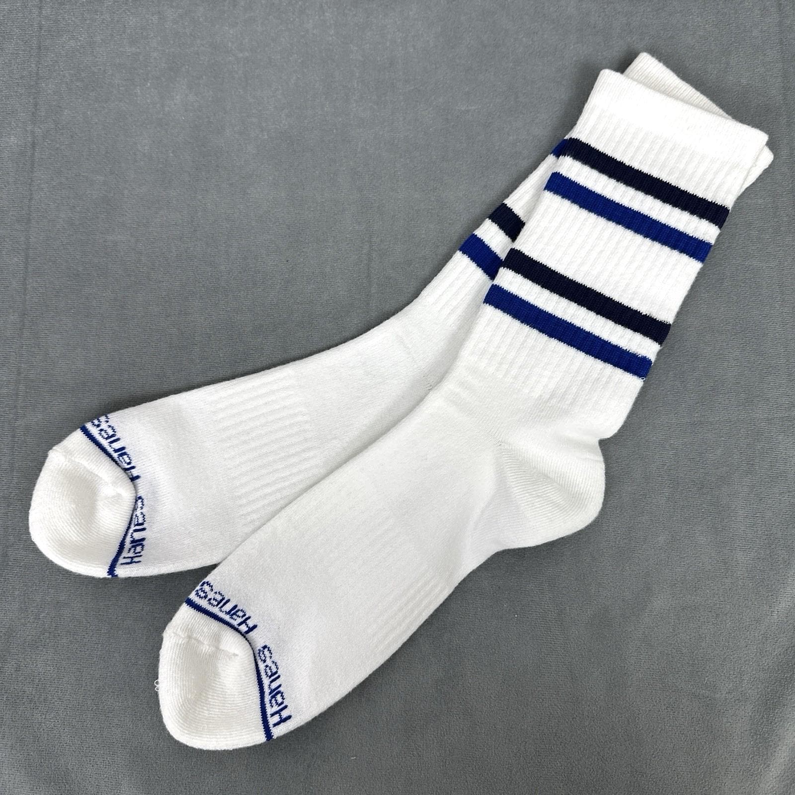 Chaussettes étrier Nylon Vintage Années 80 – Bleu Clair – Taille Unique Adulte NOS