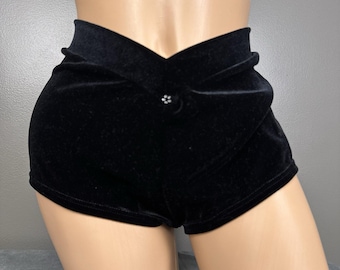 Pantalones cortos de terciopelo Vintage Private Luxuries para mujer, talla XL, color negro. Lencería.