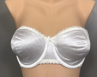 Sujetador vintage Warner’s Shine On sin tirantes, talla 34C, blanco, relleno de fibra, con aros, modelo 1121