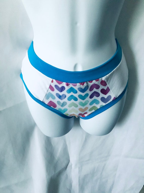 Valentines Womens Panties/ Women Valentines Day Panties/ Water Color and  White/ Women Underwear/ Gift for Wife 