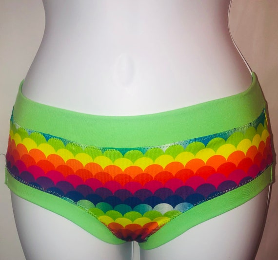 Rainbow Panties/women Rainbow Scrundies/ Organic Lycra Panties/ Women  Underwear/ Comfy Panties/ Multi Colors Panties/rainbow Scale Panties 