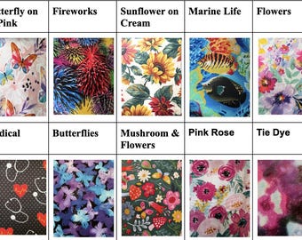 Compresas menstruales reutilizables / Compresas tejidas de algodón transpirable con estampado de flores y hongos, lavables e impermeables.