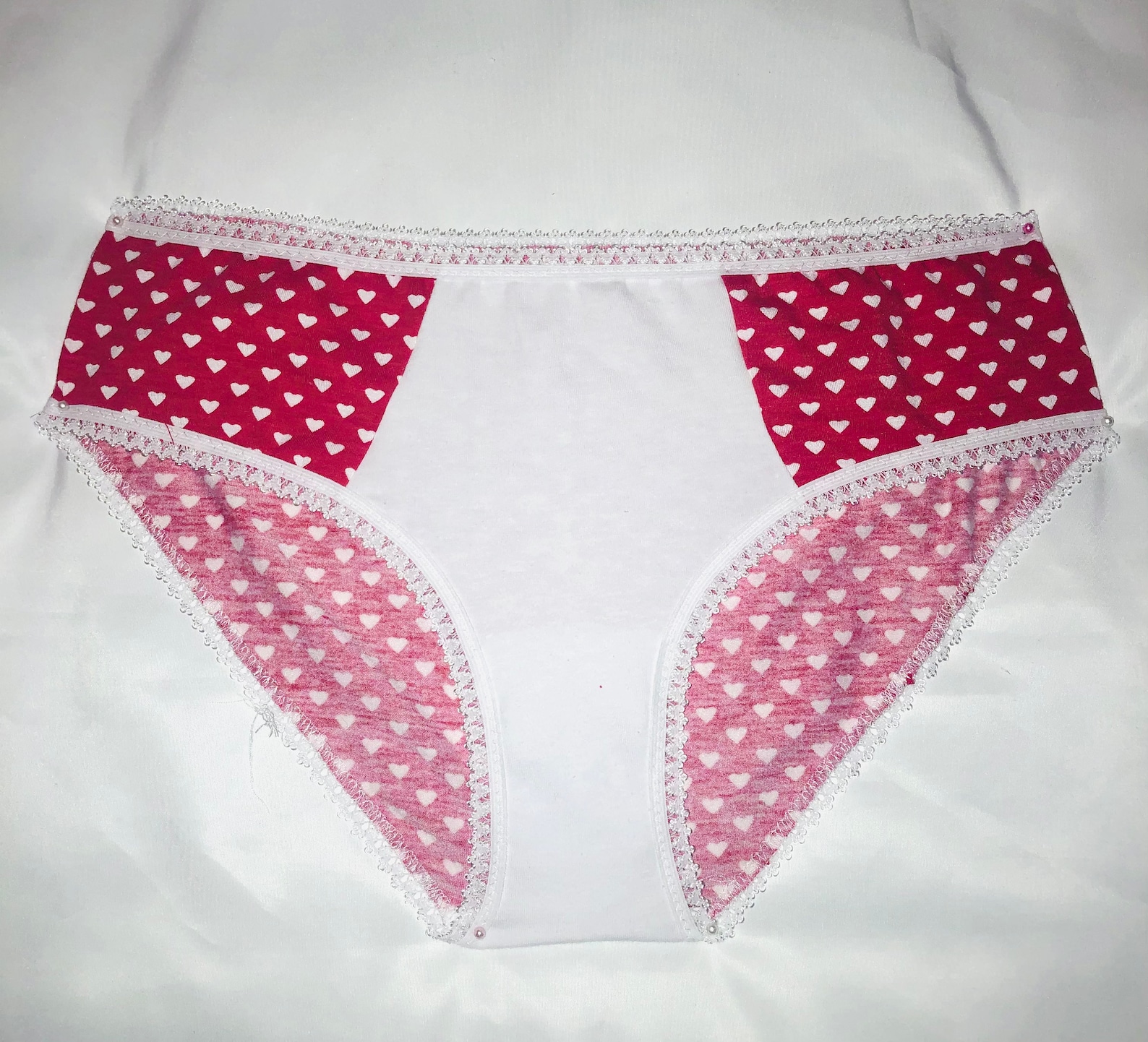 Valentines panties/ Red and white panties/ white hearts Etsy