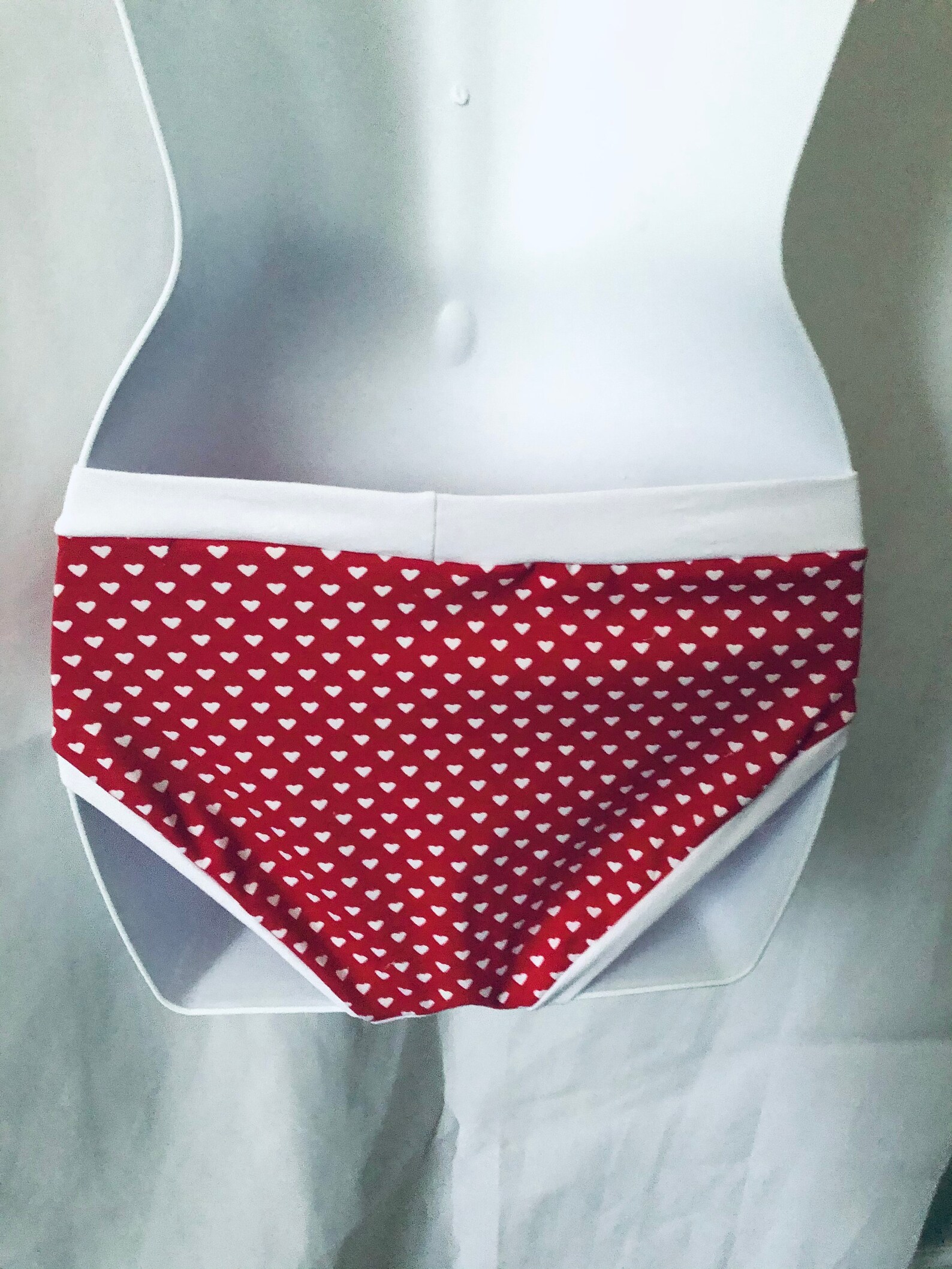 Valentines panties/ Red and white panties/ white hearts Etsy