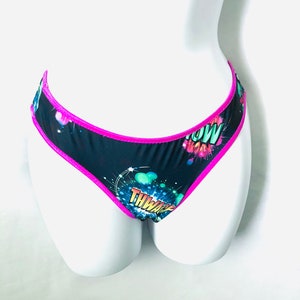 Women Thong underwear | Women Thong Panties | Black Super Hero Thong| Nylon Spandex Thong