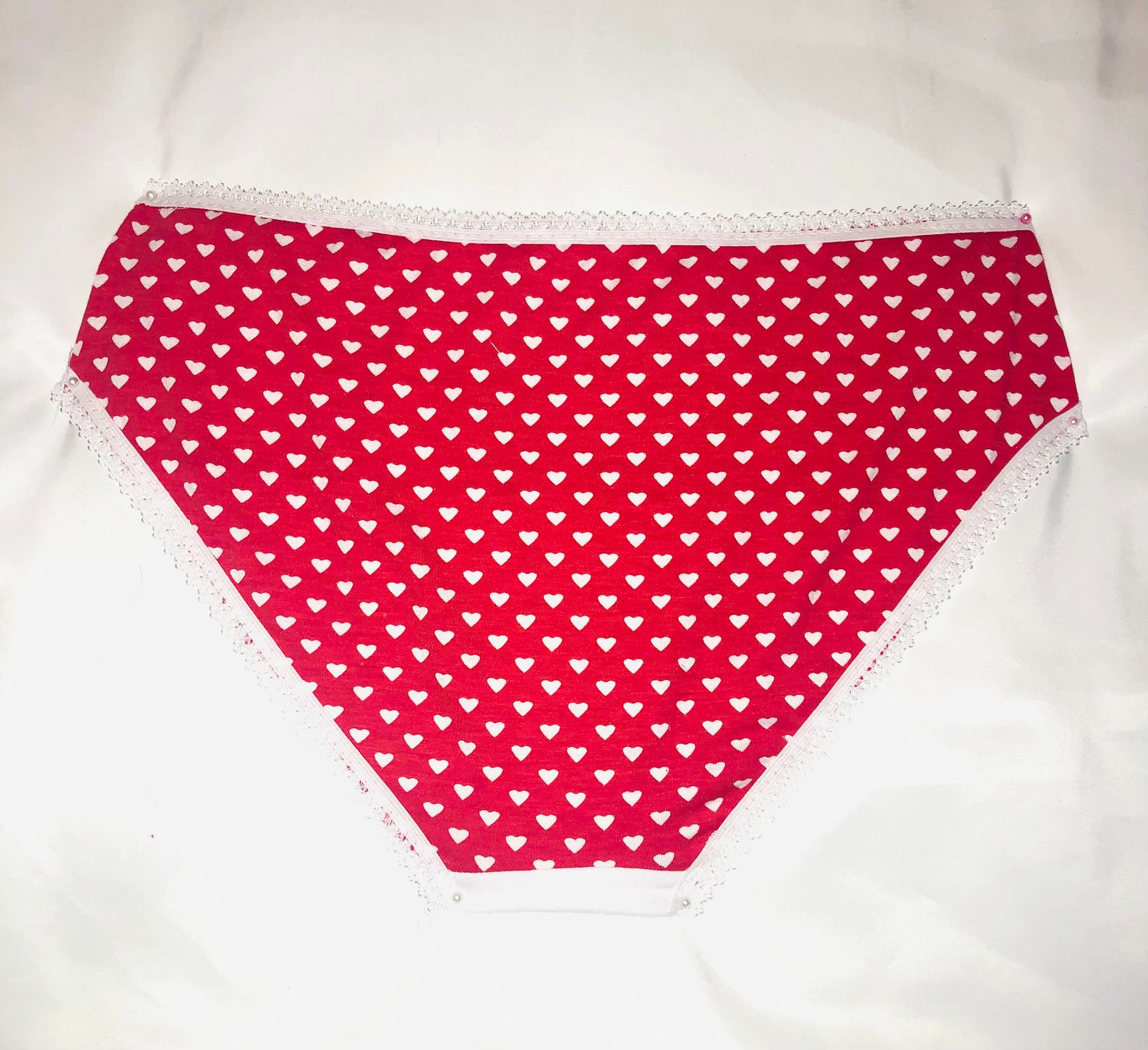 Valentines Panties/ Red and White Panties/ White Hearts Etsy