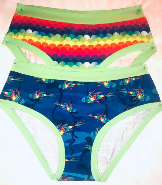 Panties/ underwear/ women panties/2 pairs Women Scrundies underwear/  Rainbow fish panties/ Rainbow Fish Scrundies/ Bamboo spandex panty