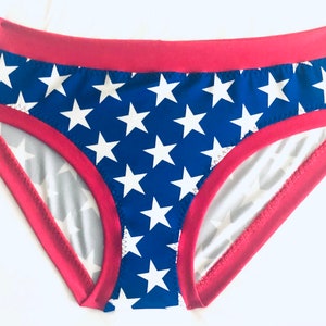 Women’s underwear, Panties, Scrundies/ July 4th panties/patriotic print panties/stars panties/ independence panties/ white stars panties