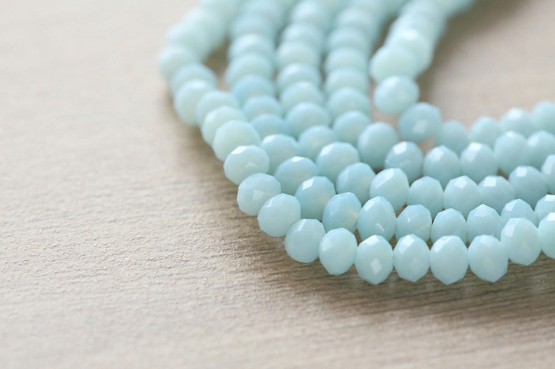 50 pcs of Pale Turquoise Plated Faceted Glass Crystal Rondelle Beads Loose Beads 4x3mm Glass Beads