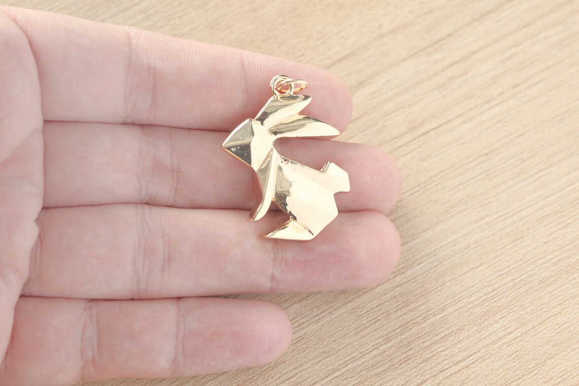 1 Pcs of 3D Origami Bunny 18k Gold Plated Zinc Alloy Pendants - Etsy