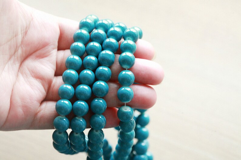 Glass Beads 100 pcs Unique Baking Painted Style Round Marine Etsy