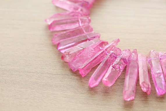10 pcs of Good Quality Hot Pink Titanium Crystal Quartz Points | Etsy