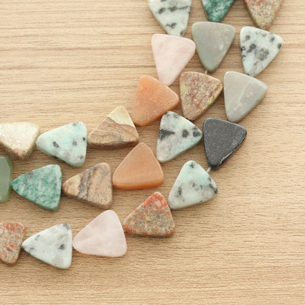 10 pcs of  Triangle Mixed Natural Gemstone Beads - 16 mm