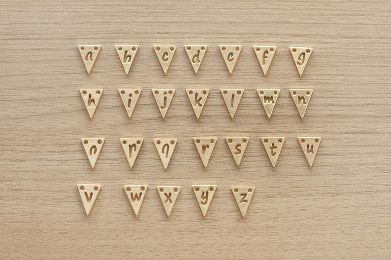 13 x 10mm 1 pcs of Gold Plated Small Triangle Initial Charm