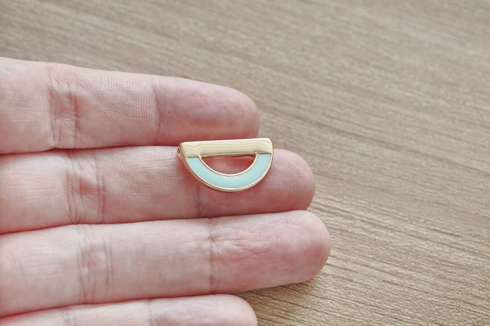 2 Pcs of Gold Plated Zinc Alloy Mint Hollow Semi Circle Enamel Etsy