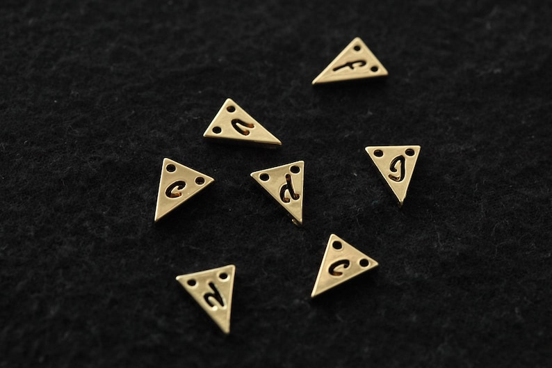 13 x 10mm 1 pcs of Gold Plated Small Triangle Initial Charm