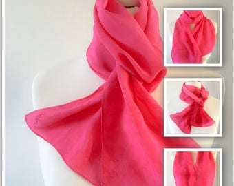 Unique Hand Painted Silk Crepe de Chine Scarf, 20cm x 120cm