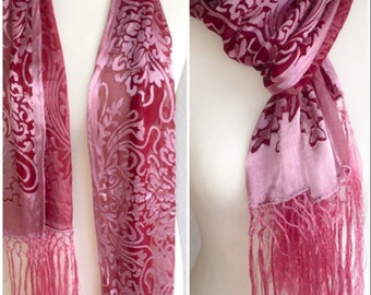 Unique Art Nouveau Devore Satin Scarf