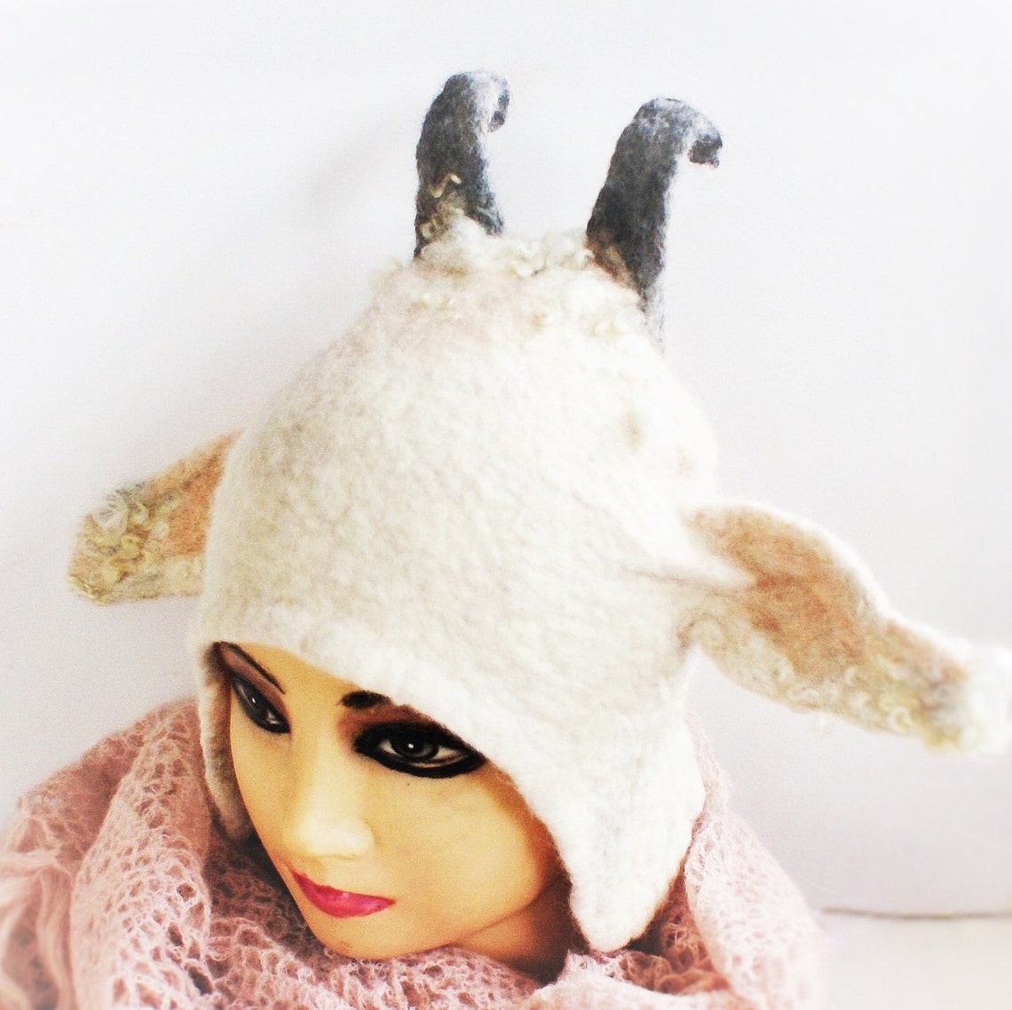 Ecological Norwegian Wool Goat Hat Handfelted Goat Beanie Etsy