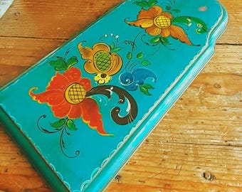 Norwegian Hand-Painted Vintage  Board: Folk art Rosemaling ScandinavianNordic Cottagecore Rustic Gift Folk Craft recive discount - 25%