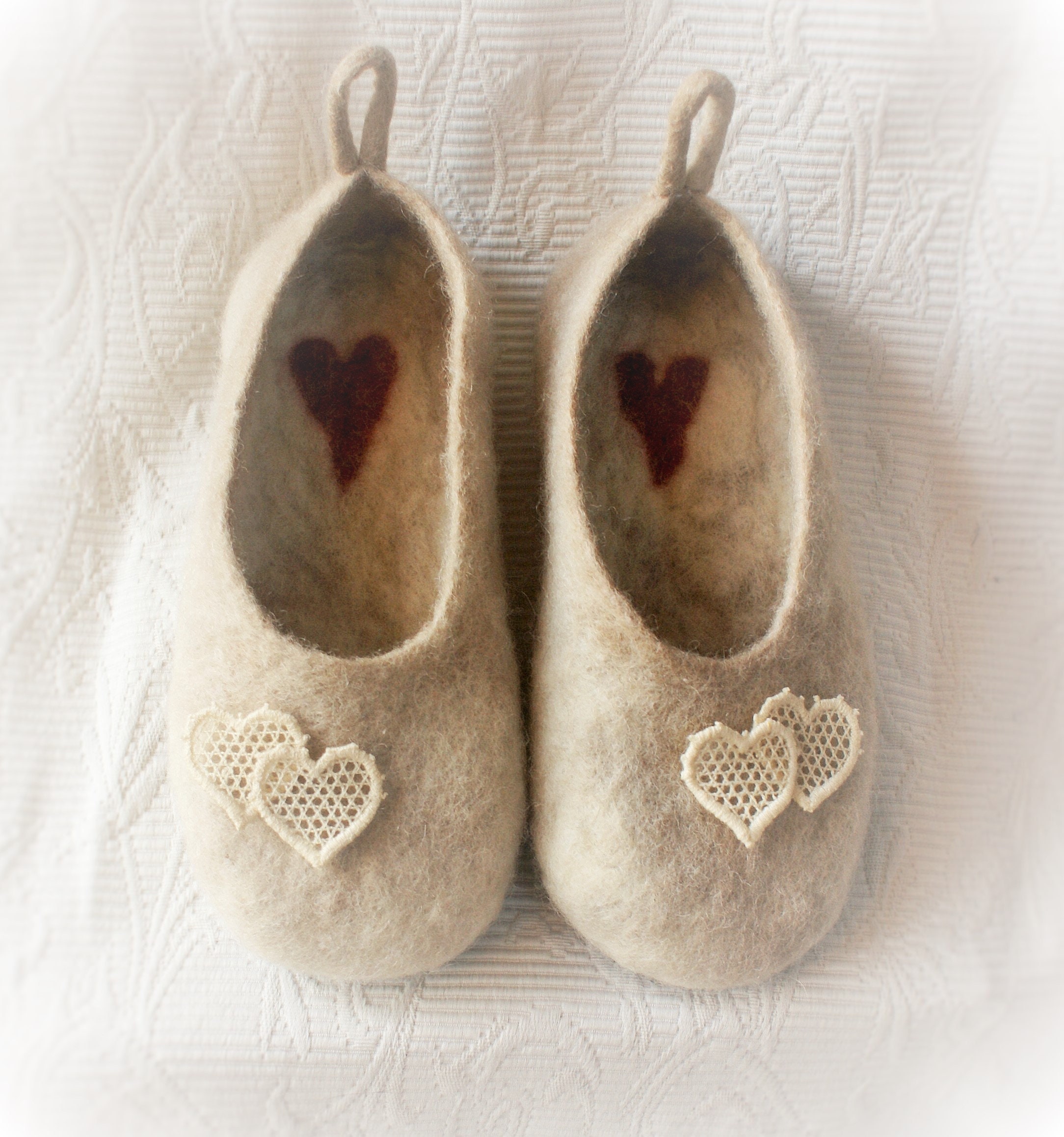 Eco Norwegian Wool Felted Slippers Embroidered