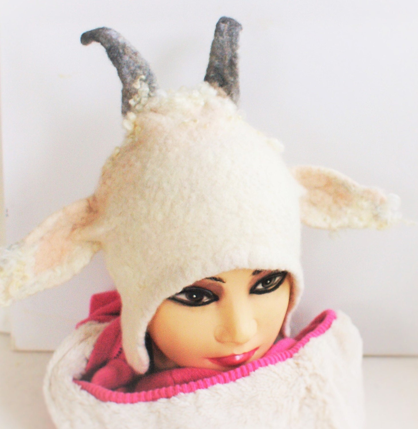 Ecological Norwegian Wool Goat Hat Handfelted Goat Beanie Etsy