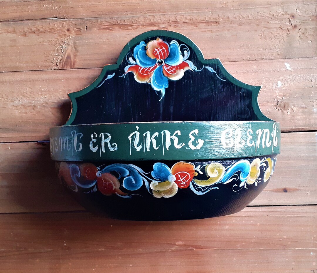 Norway Wood Wall Half Pot Hand Painted Folk Art Decor Etsy